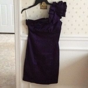 One shoulder purple crepe dress